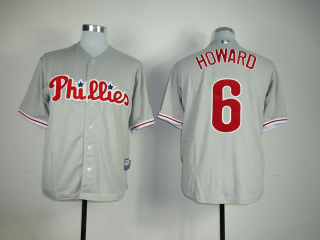 Men Philadelphia Phillies 6 Howard Grey MLB Jerseys